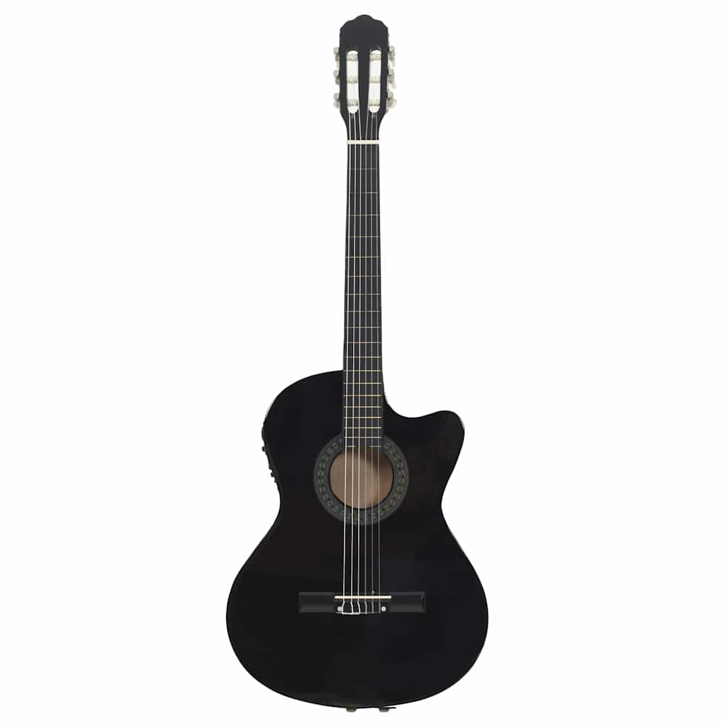Westerngitarre Cutaway mit Equalizer und 6 Saiten Schwarz