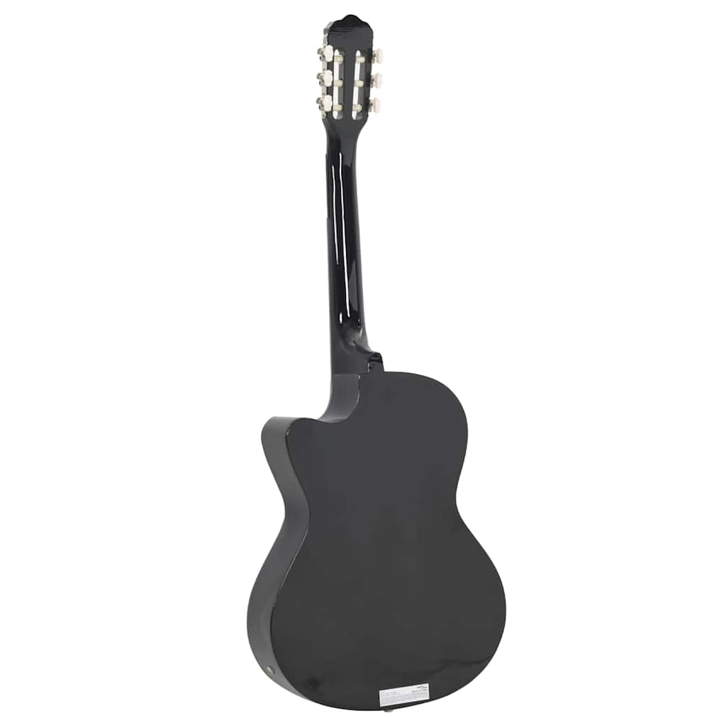 Westerngitarre Cutaway mit Equalizer und 6 Saiten Schwarz