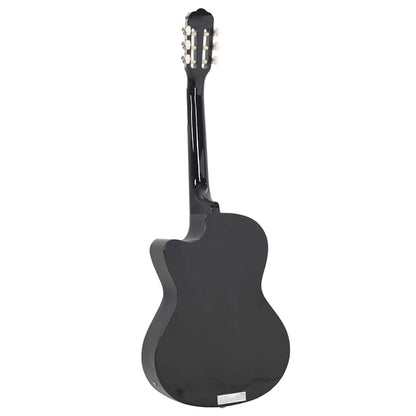 Westerngitarre Cutaway mit Equalizer und 6 Saiten Schwarz