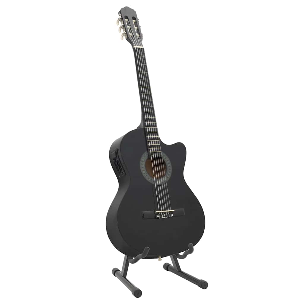 12-tlg. Western Gitarren-Set mit Equalizer und 6 Saiten Schwarz