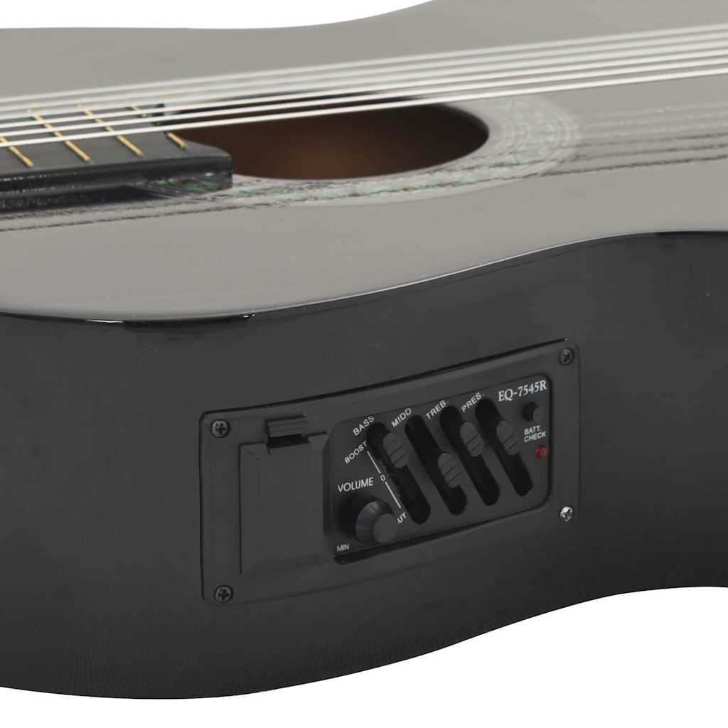 12-tlg. Western Gitarren-Set mit Equalizer und 6 Saiten Schwarz