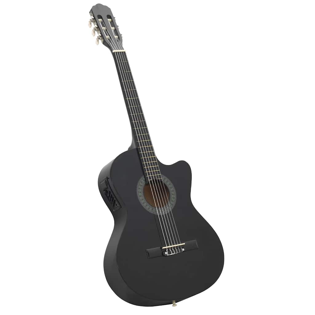 12-tlg. Western Gitarren-Set mit Equalizer und 6 Saiten Schwarz