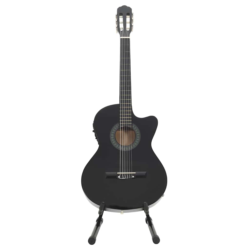 12-tlg. Western Gitarren-Set mit Equalizer und 6 Saiten Schwarz