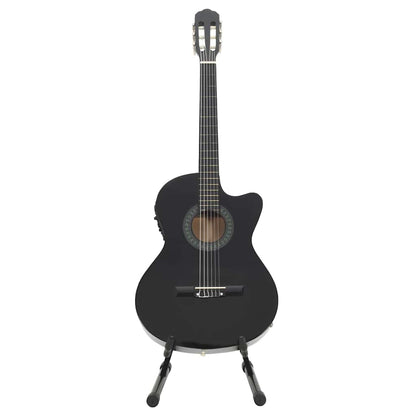 12-tlg. Western Gitarren-Set mit Equalizer und 6 Saiten Schwarz
