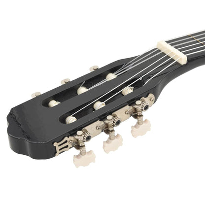 12-tlg. Western Gitarren-Set mit Equalizer und 6 Saiten Schwarz