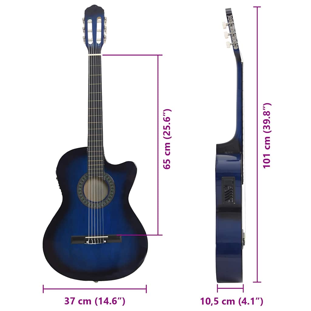 Westerngitarre Cutaway mit Equalizer und 6 Saiten Blau