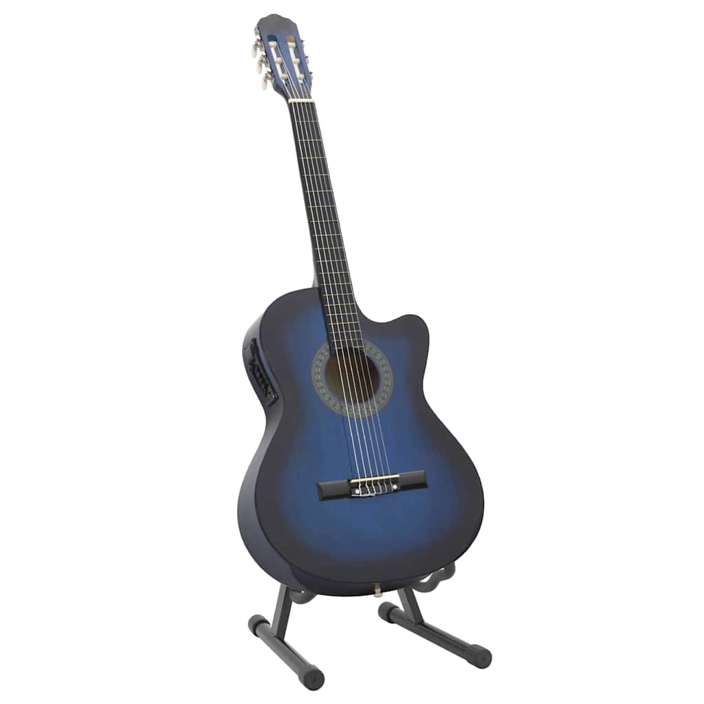 12-tlg. Western Gitarren-Set mit Equalizer und 6 Saiten Blau