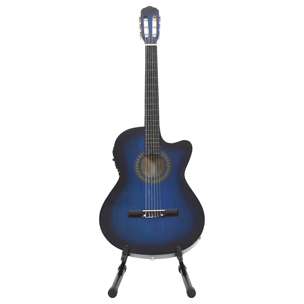 12-tlg. Western Gitarren-Set mit Equalizer und 6 Saiten Blau