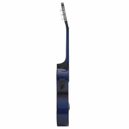 12-tlg. Western Gitarren-Set mit Equalizer und 6 Saiten Blau