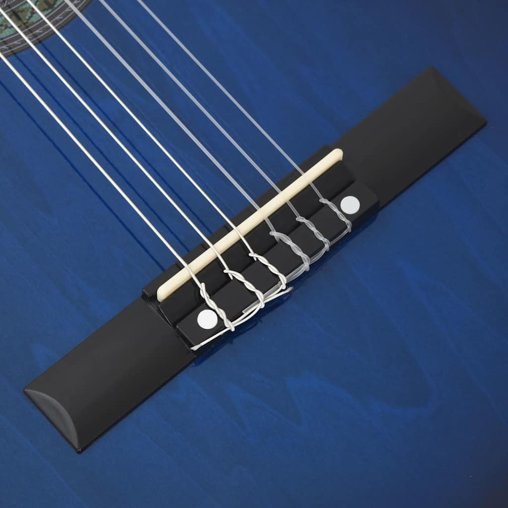 12-tlg. Western Gitarren-Set mit Equalizer und 6 Saiten Blau