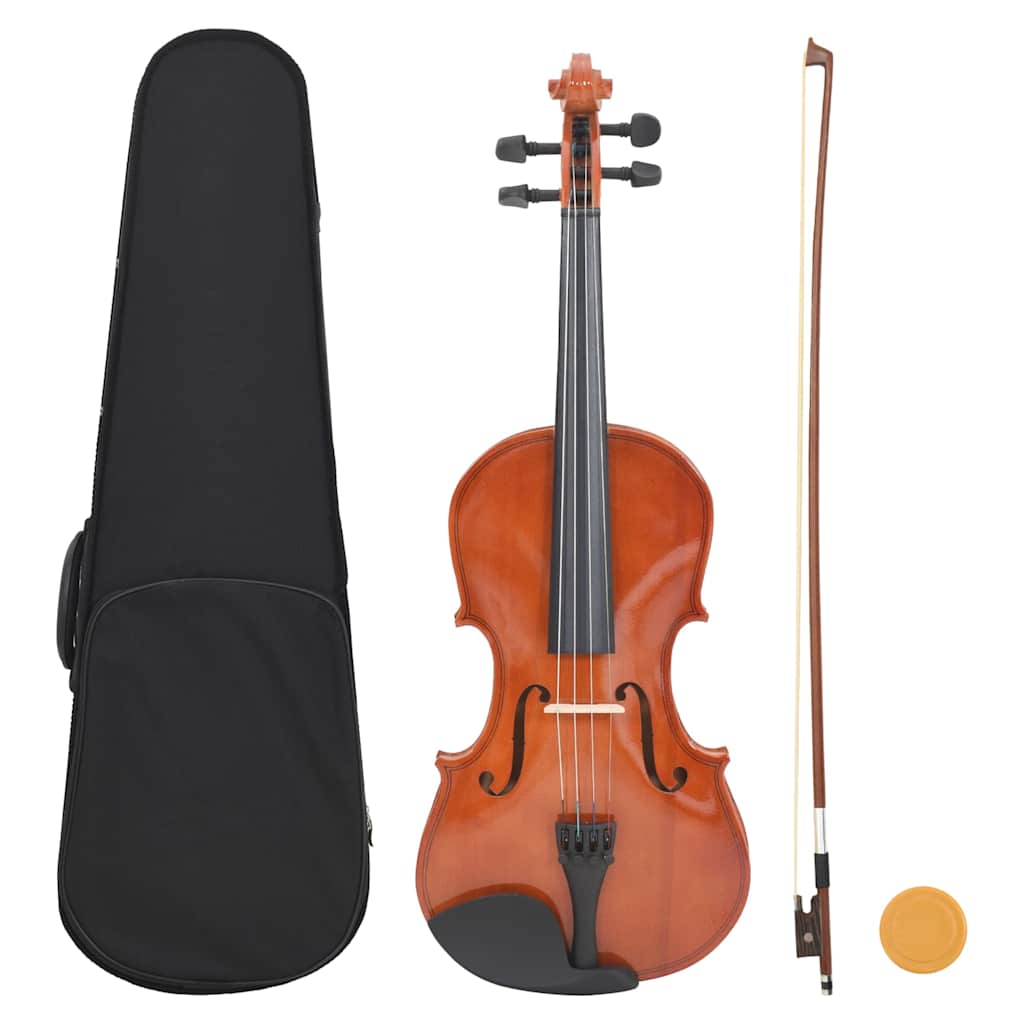 Violine Komplettset mit Bogen und Kinnhalter Dunkles Holz 4/4
