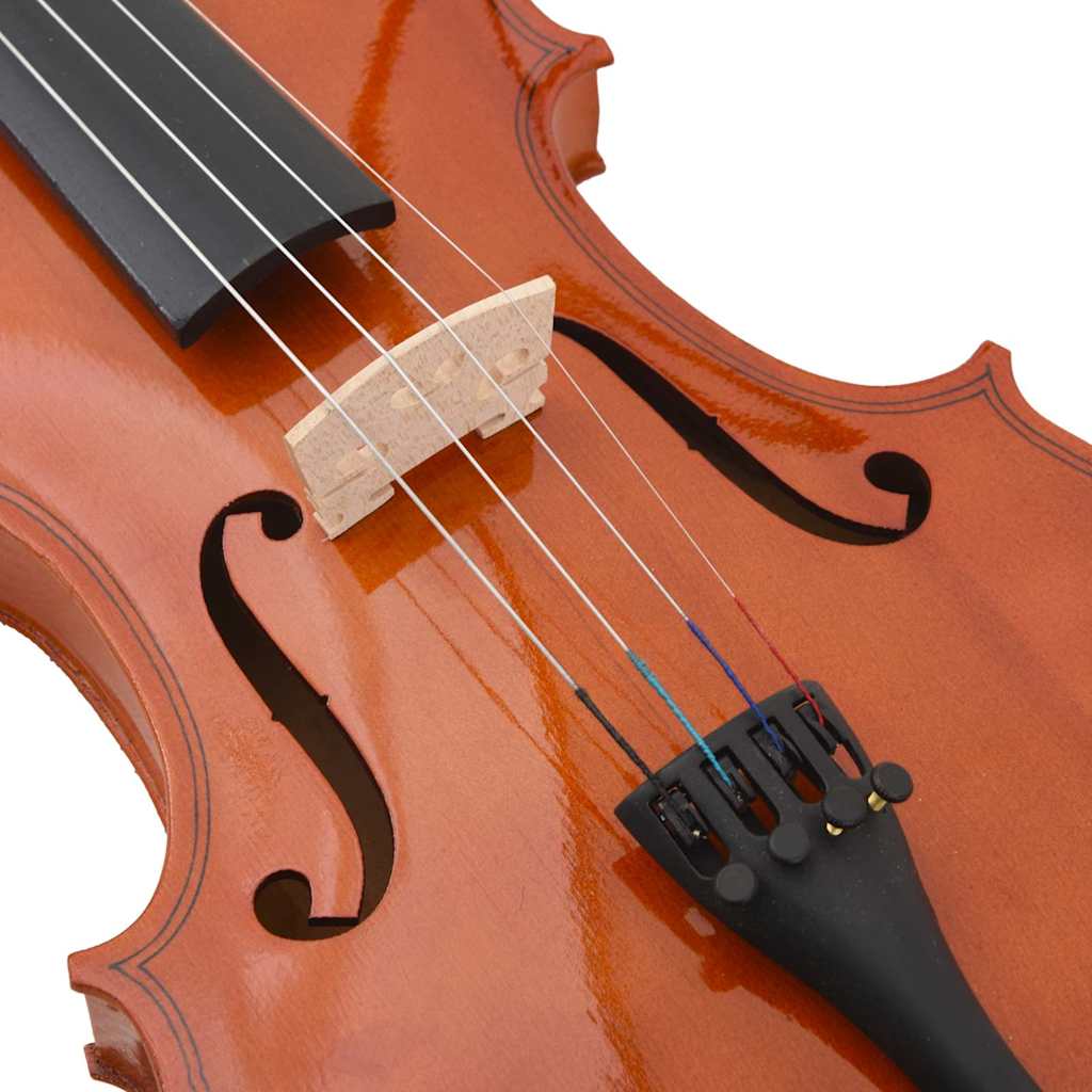 Violine Komplettset mit Bogen und Kinnhalter Dunkles Holz 4/4
