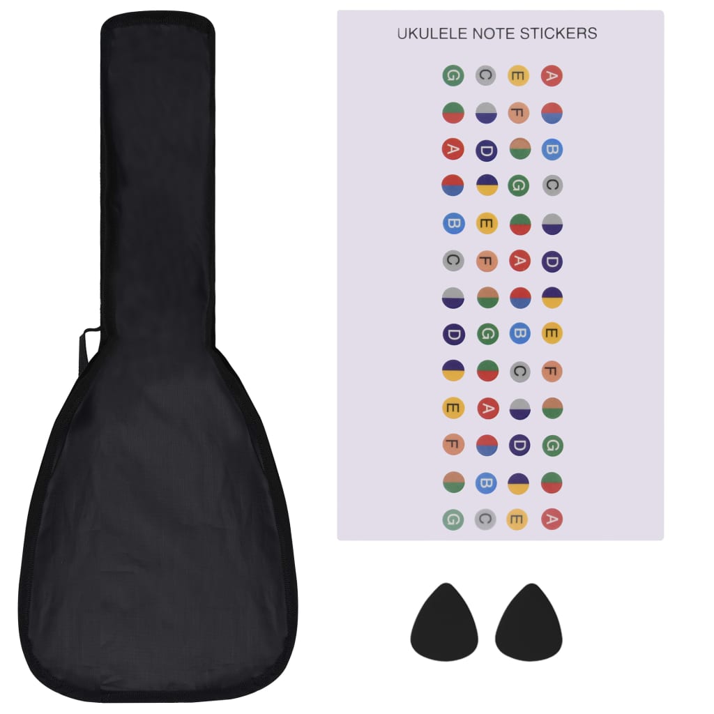 Sopran-Ukulele-Set mit Tasche für Kinder Schwarz 21"