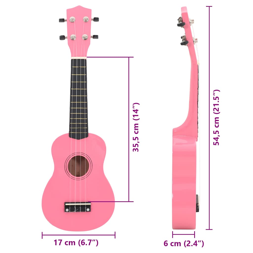 Sopran-Ukulele-Set mit Tasche für Kinder Rosa 21