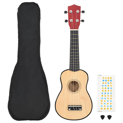 Sopran Ukulele Set für Kinder mit Tasche Helles Holz 23