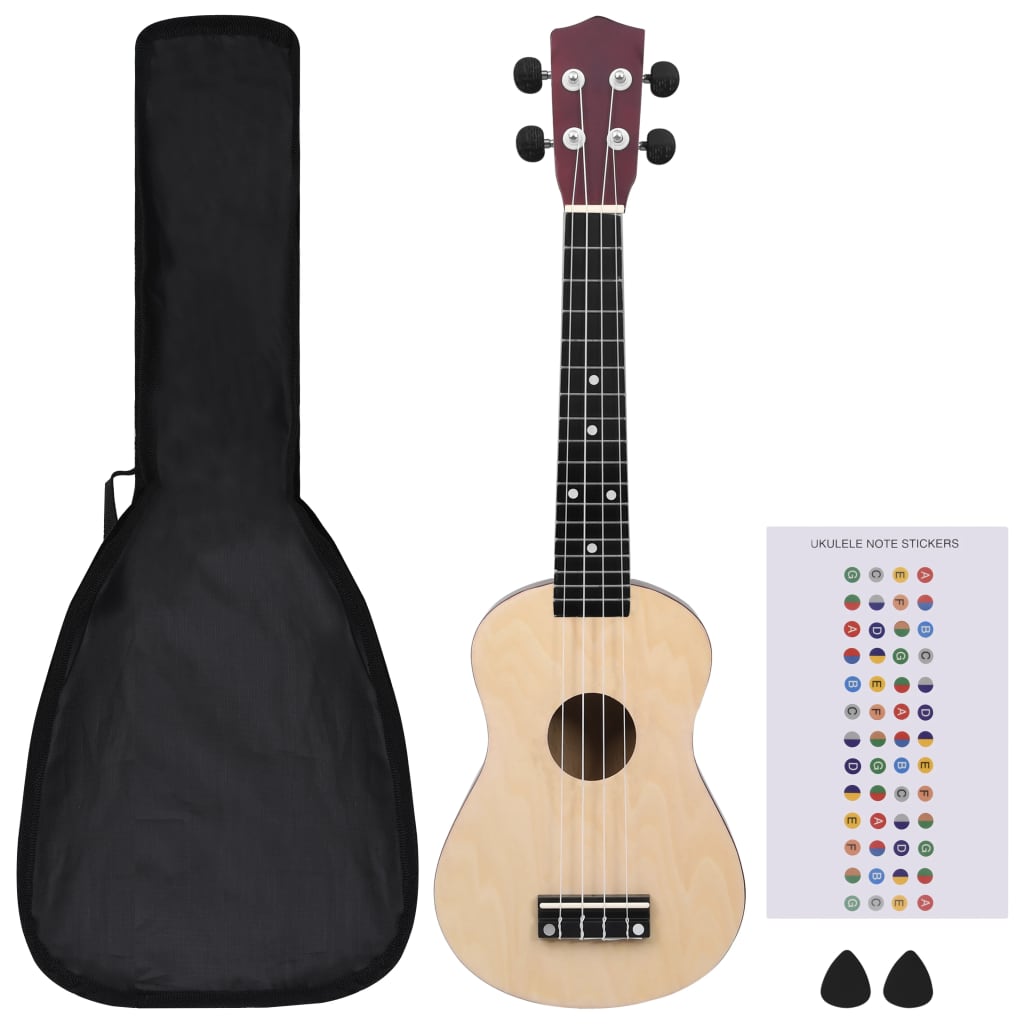 Sopran Ukulele Set für Kinder mit Tasche Helles Holz 23"