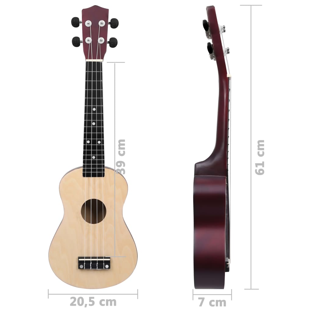 Sopran Ukulele Set für Kinder mit Tasche Helles Holz 23"