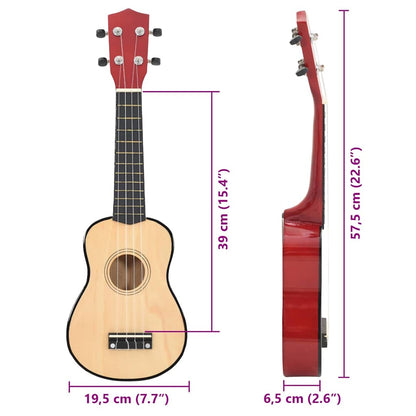 Sopran Ukulele Set für Kinder mit Tasche Helles Holz 23