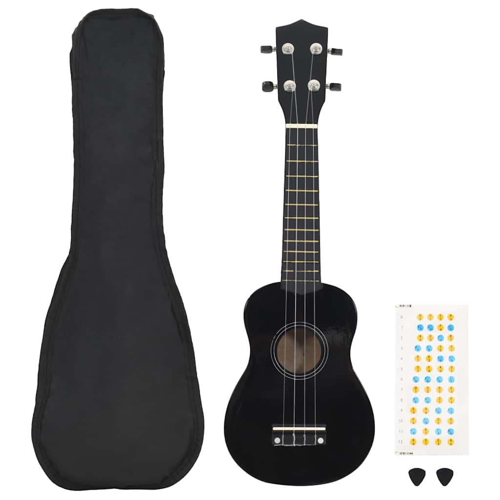 Sopran-Ukulele-Set mit Tasche für Kinder Schwarz 23