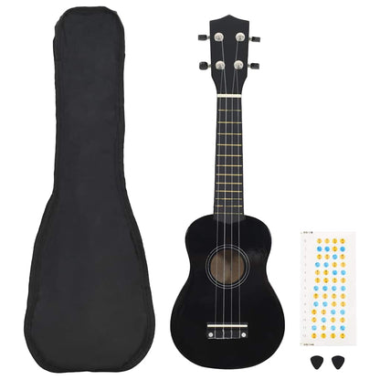 Sopran-Ukulele-Set mit Tasche für Kinder Schwarz 23