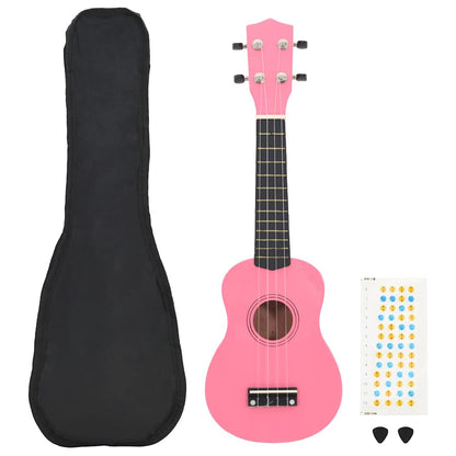 Sopran-Ukulele-Set mit Tasche für Kinder Rosa 23