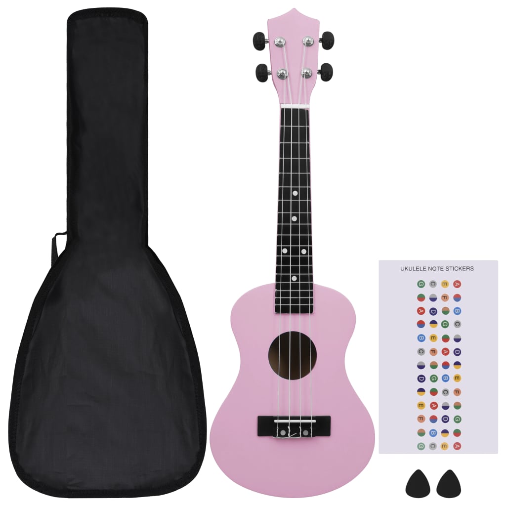 Sopran-Ukulele-Set mit Tasche für Kinder Rosa 23"