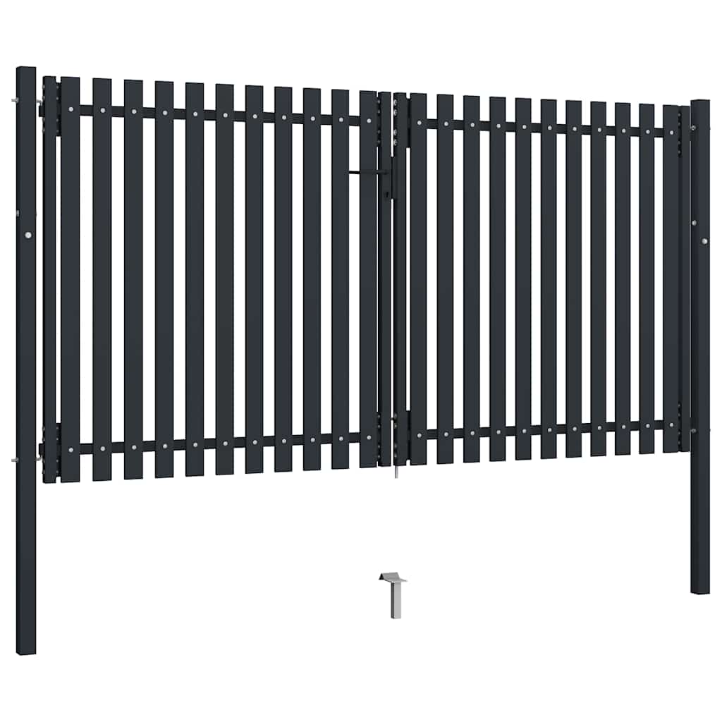 Doppeltür-Gartentor aus Stahl 300 x 175 cm Anthrazit
