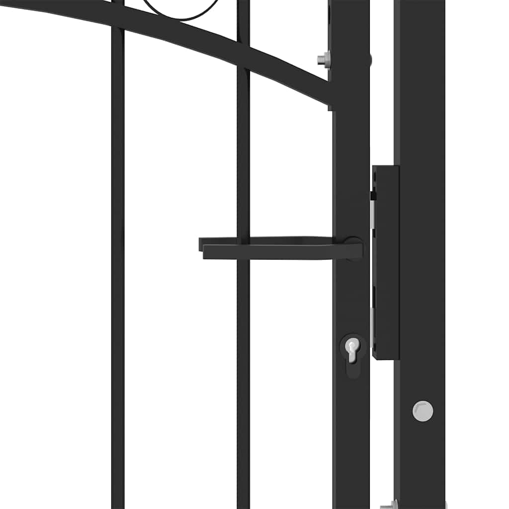 Zauntor EMMEN mit Bogenabschluss Stahl 100 x 86 cm Schwarz