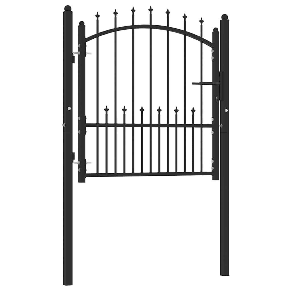 Zauntor EMMEN mit Spikes Stahl 104 x 97 cm Schwarz