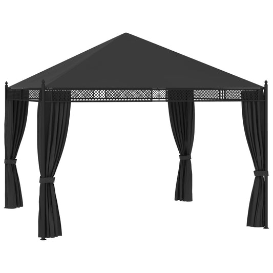 Pavillon mit Vorhängen 3,5x3,5x3,1 m Anthrazit