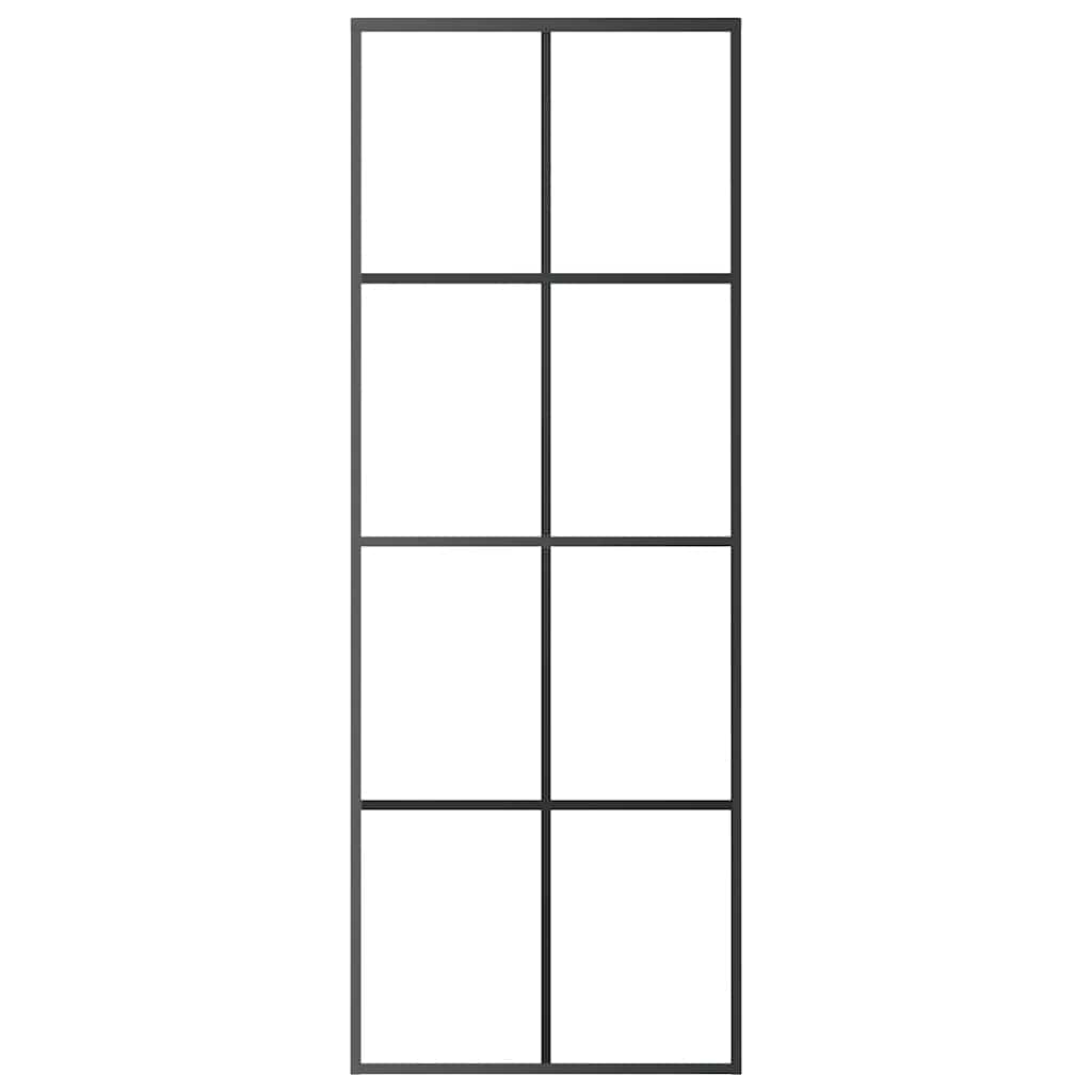 Schiebetür Aluminium und ESG Glas 76x205 cm Schwarz