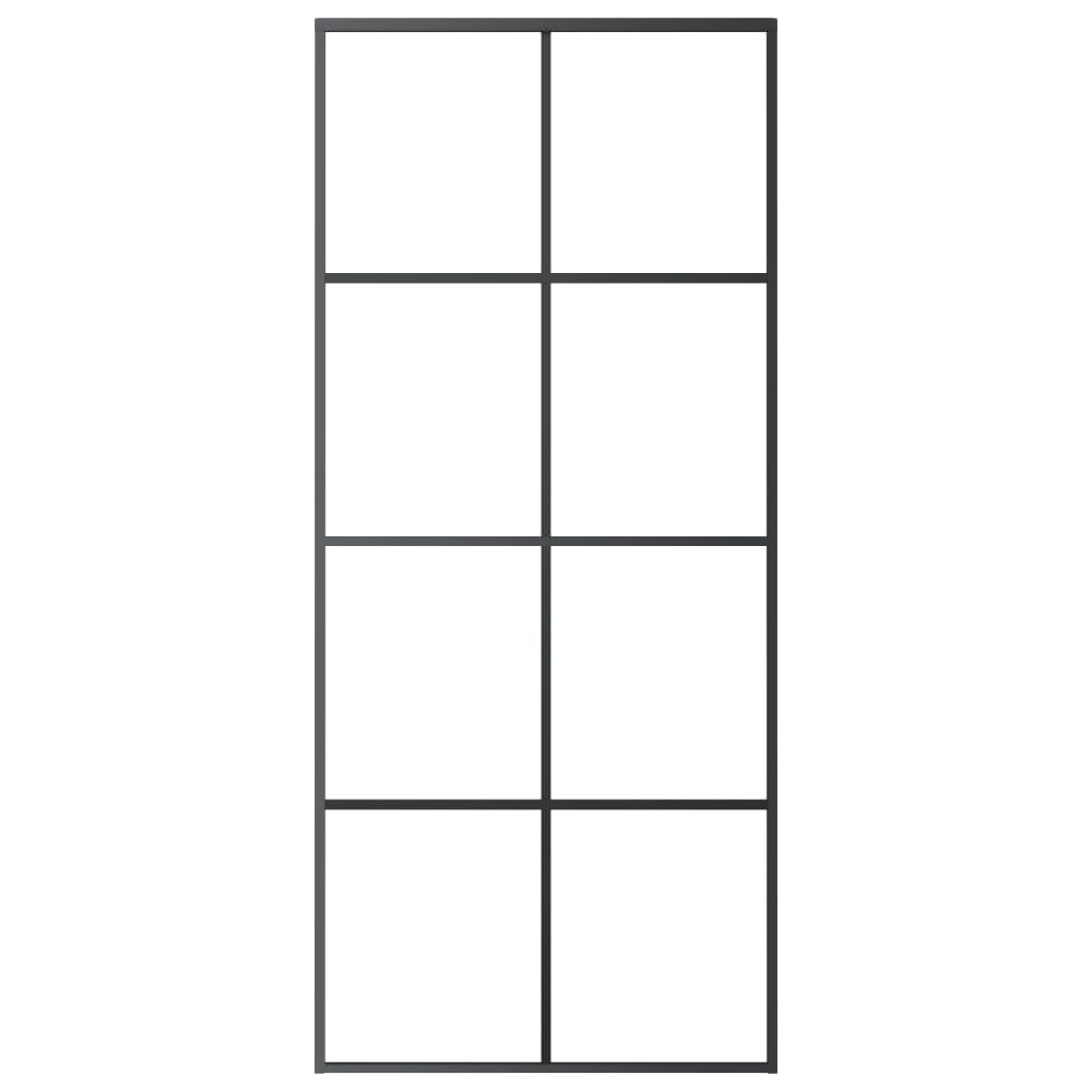 Schiebetür Aluminium und ESG Glas 90x205 cm Schwarz