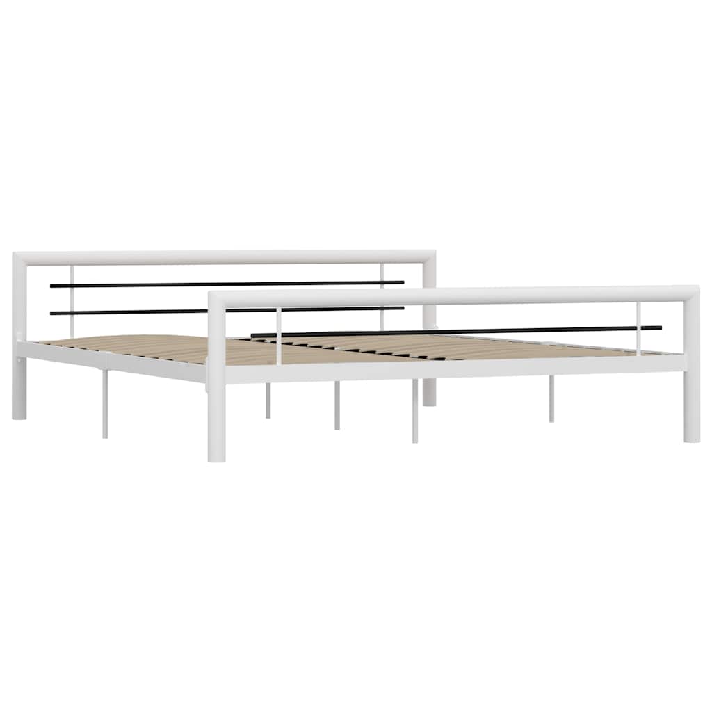Bettgestell Weiß und Schwarz Metall 180×200 cm