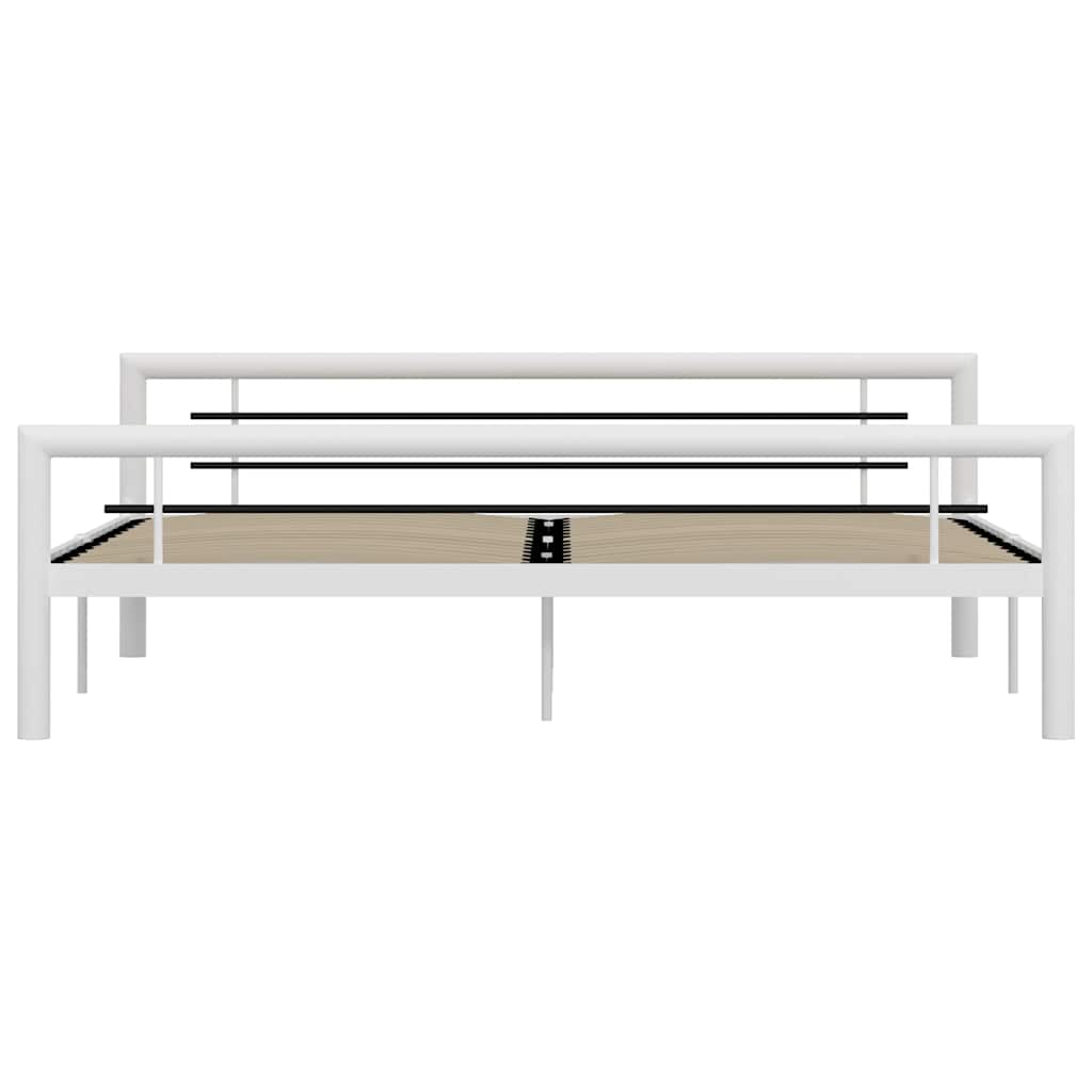 Bettgestell Weiß und Schwarz Metall 180×200 cm