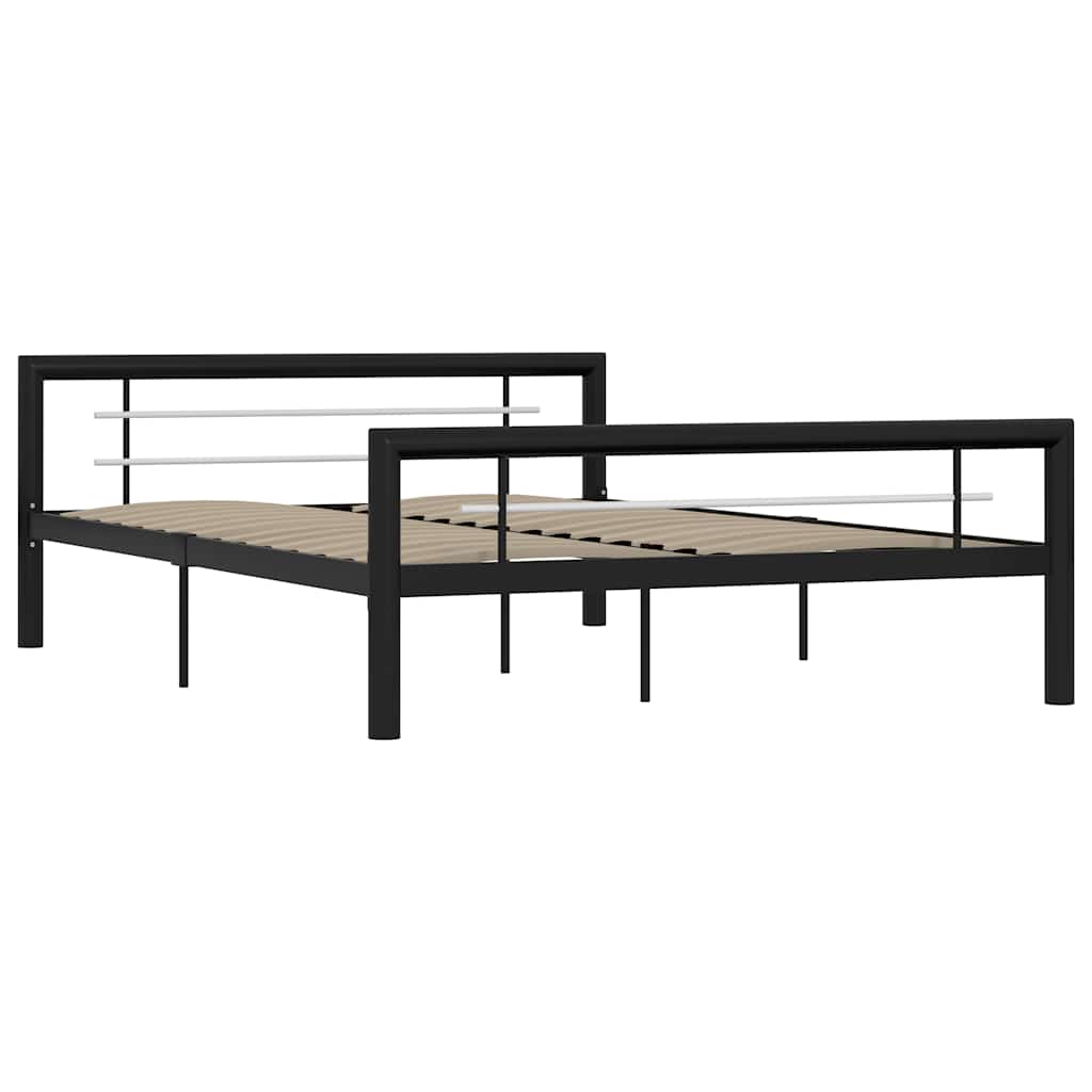 Bettgestell Schwarz und Weiß Metall 140×200 cm