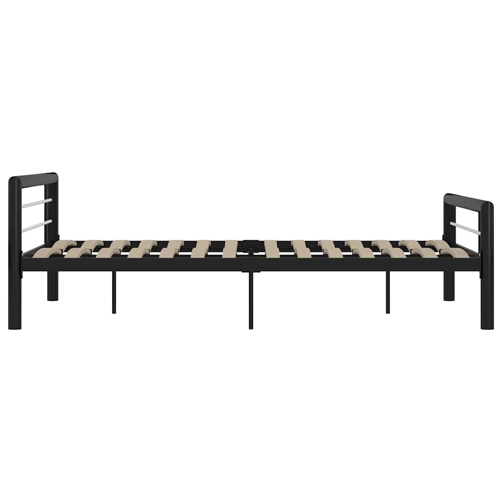 Bettgestell Schwarz und Weiß Metall 140×200 cm