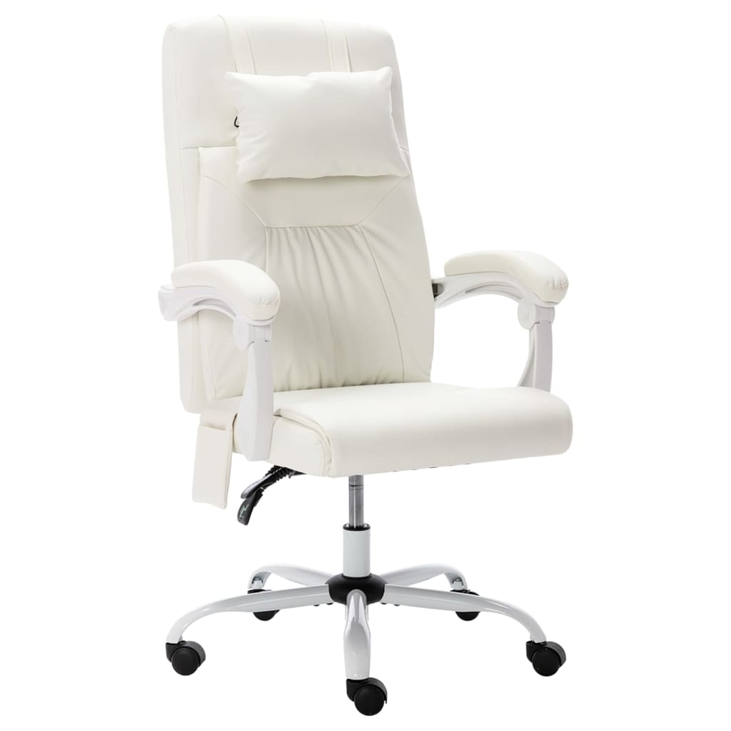 Massage-Bürostuhl Weiß Kunstleder
