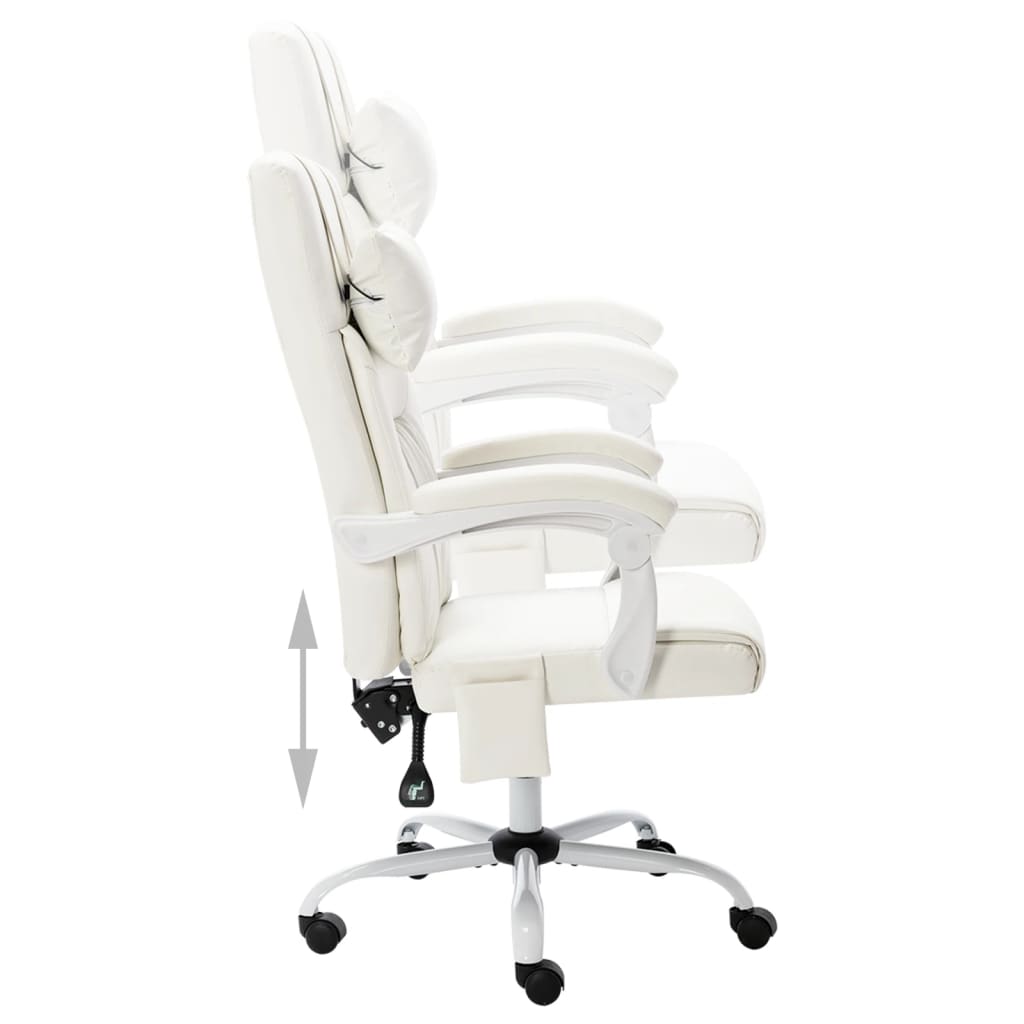 Massage-Bürostuhl Weiß Kunstleder