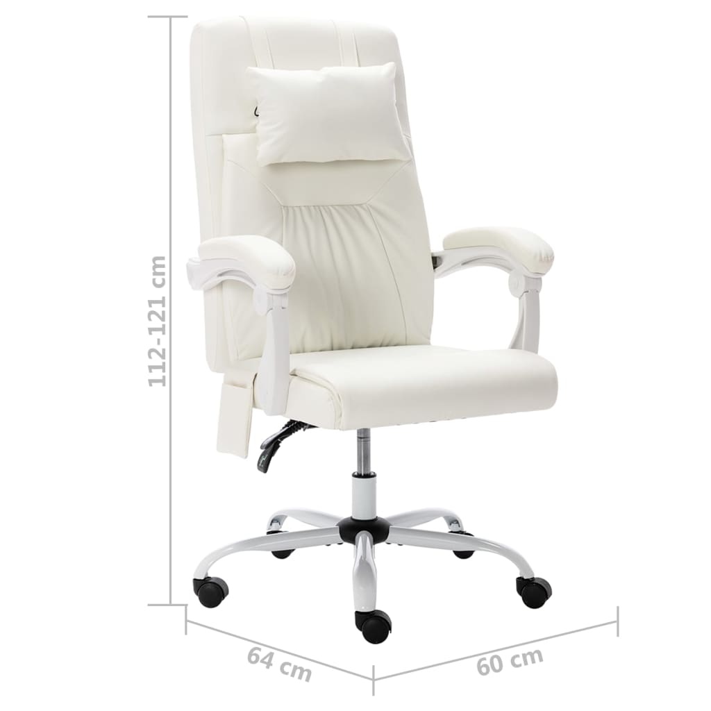 Massage-Bürostuhl Weiß Kunstleder