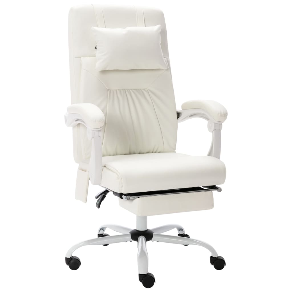 Massage-Bürostuhl Weiß Kunstleder