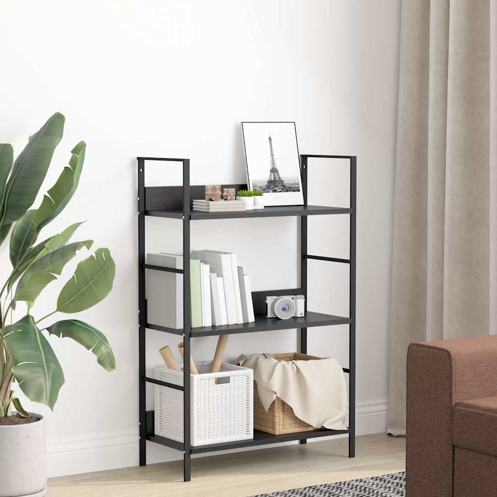 Bücherregal 3 Regalböden Schwarz 60×27,6×90,5 cm Holzwerkstoff
