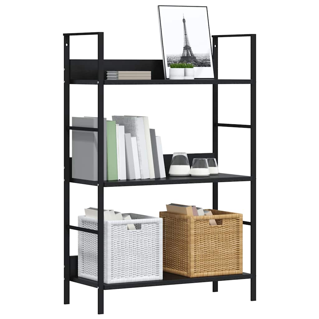 Bücherregal 3 Regalböden Schwarz 60×27,6×90,5 cm Holzwerkstoff