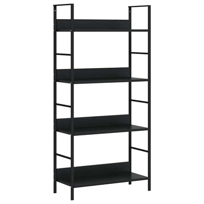 Bücherregal 4 Regalböden Schwarz 60×27,6×124,5 cm Holzwerkstoff