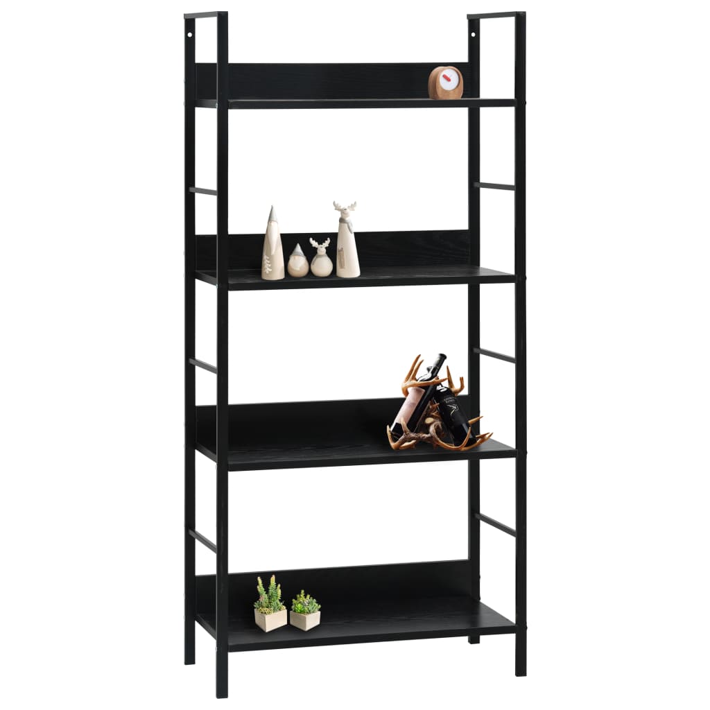 Bibliothèque 4 étagères Noir 60×27,6×124,5 cm matériau bois