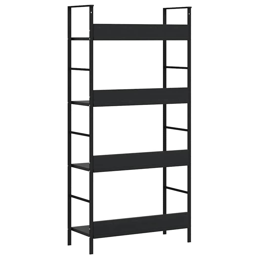 Bücherregal 4 Regalböden Schwarz 60×27,6×124,5 cm Holzwerkstoff