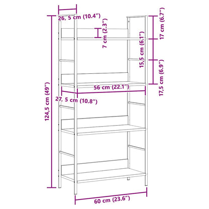 Bücherregal 4 Regalböden Schwarz 60×27,6×124,5 cm Holzwerkstoff