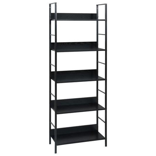 Bookcase 5 shelves Black 60x27.6x158.5 cm wood material