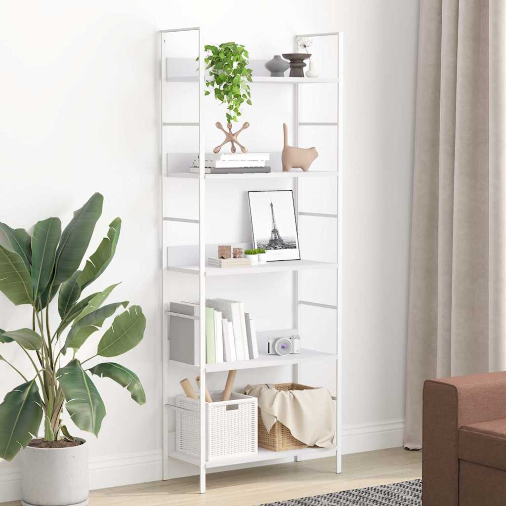 Bücherregal 5 Regalböden Weiß 60x27,6x158,5 cm Holzwerkstoff