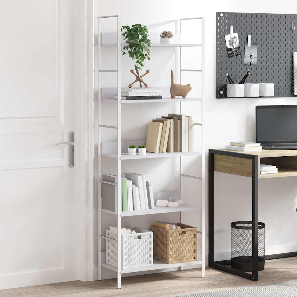 Bücherregal 5 Regalböden Weiß 60x27,6x158,5 cm Holzwerkstoff
