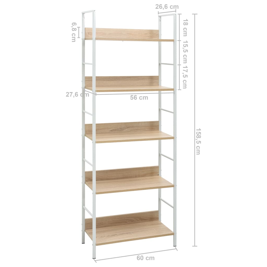 Bookcase 5 shelves oak 60x27.6x158.5 cm wood material